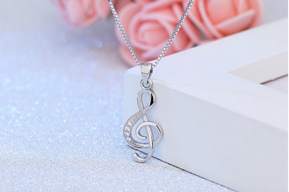 Popular Music Rhythm Pendant Necklace For Women Wedding Silver Necklace Jewelry Girl Lady Engagement Accessories
