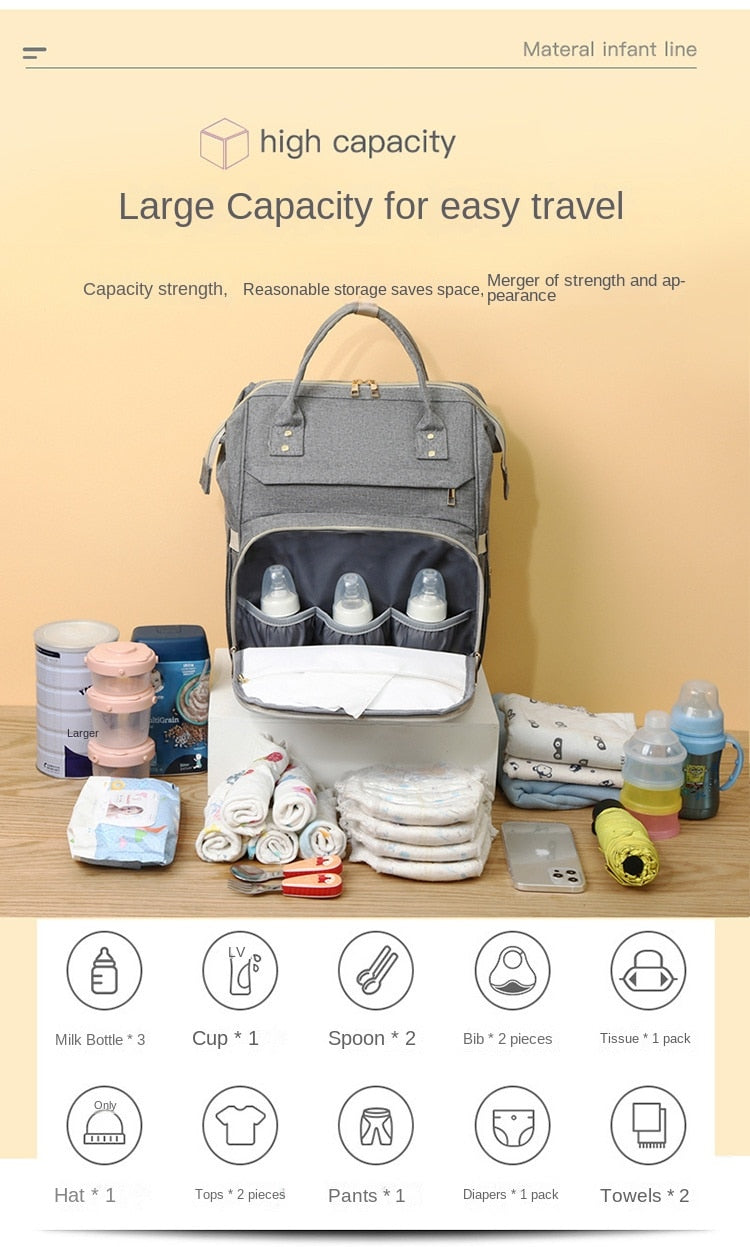 Reusable Diaper Bag Large Capacity Travel Portable Backpack Double Shoulder Foldable Mother Leisure Outdoor Multifunctional Fashion   067-AB1-0002