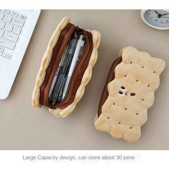 Pencil case Pen Case Sandwich Biscuit Plush Pencil Case Student Stationery Receipt Bag Creative Cute Girl Heart Makeup Bag   067-AA8-0001