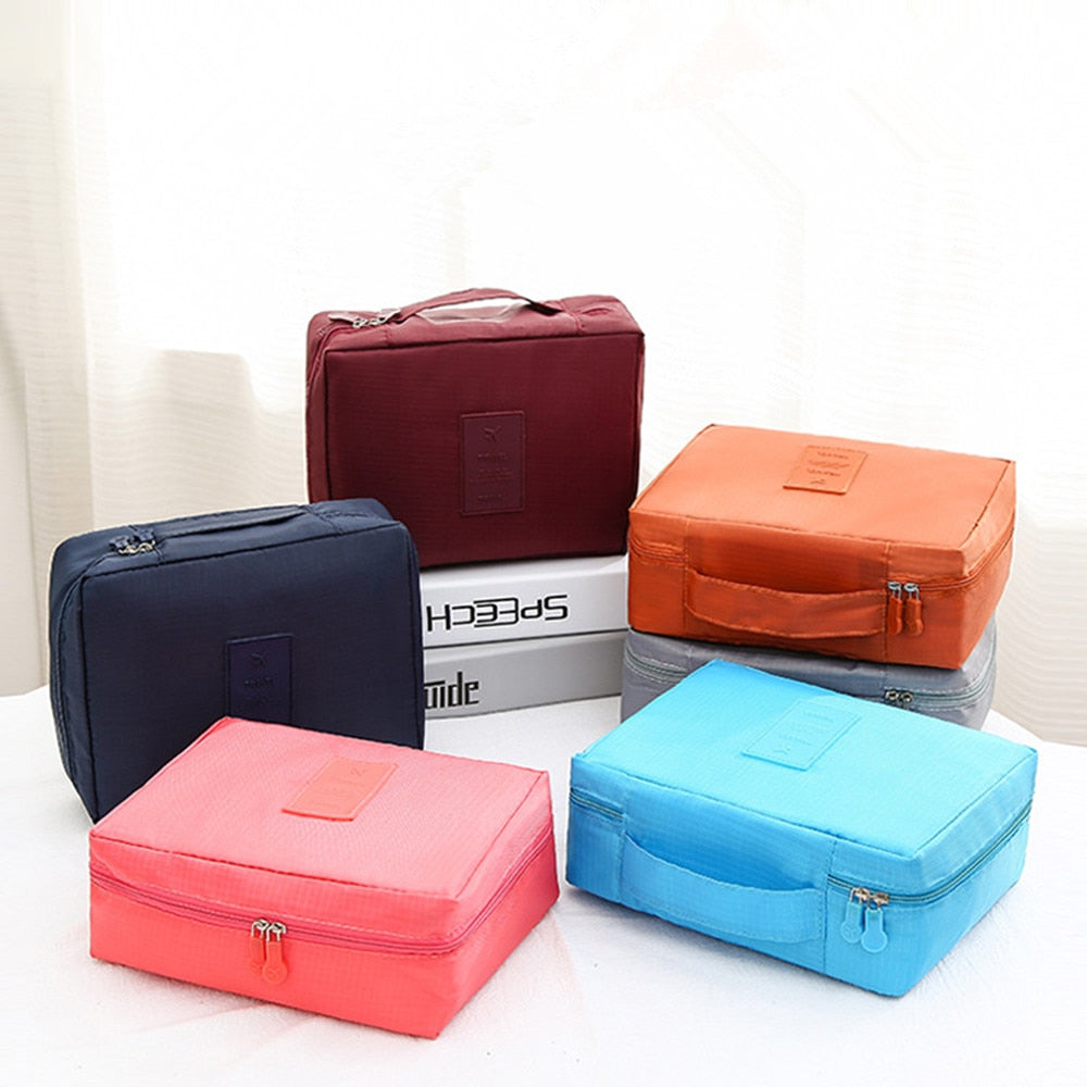Simple Color Outdoor Makeup Bags Women Cosmetic Bag Make Up Organizer Toiletry Storage Travel Pouch